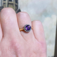 Amethyst and diamond ring in 18 carat gold-vintage rings-The Antique Ring Shop