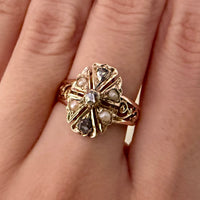 Antique pearl and rose diaomond ring