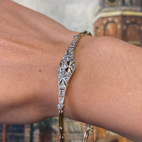 Edwardian link bracelet with old cut and rose cut diamonds-Bracelets-The Antique Ring Shop