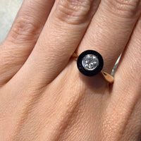 Vintage onyx and old cut diamond solitaire ring