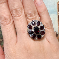 Vintage garnet and pearl ring in 14 carat gold and silver-Vintage Rings-The Antique Ring Shop