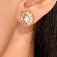 Vintage opal and diamond studs-Earrings-The Antique Ring Shop