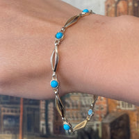 Turquise bracelet in 14 carat gold-Bracelets-The Antique Ring Shop