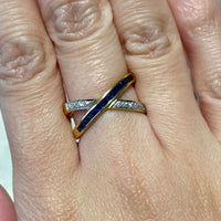 Sapphire and dimoand crossover ring-Vintage Rings-The Antique Ring Shop