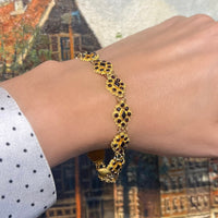 Navette garnet bracelet in 14 carat gold-Bracelets-The Antique Ring Shop
