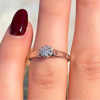 Old cut diamond solitaire in 14 carat white gold.-engagement rings-The Antique Ring Shop