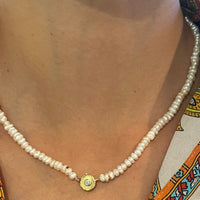 Baroque pearl necklace with 18 carat gold clasp-The Antique Ring Shop