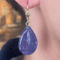 Tanzanite pendant earrings in 14 carat gold-Earrings-The Antique Ring Shop