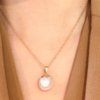 Pearl pendant and chain in 14 carat gold-Pendants-The Antique Ring Shop