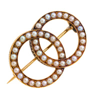 Antique seed pearl brooch in 14 carat gold