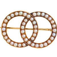 Antique seed pearl brooch in 14 carat gold
