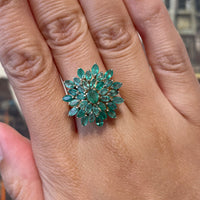 Emerald cluster ring in 14 carat gold-Vintage Rings-The Antique Ring Shop