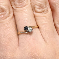 Sapphire and diamond Toi et Moi ring-The Antique Ring Shop