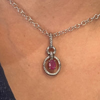 Ruby & Diamond Gold Plated Silver Collier-Pendants-The Antique Ring Shop