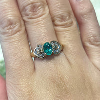 Emerald and diamond ring in 18 carat gold-engagement rings-The Antique Ring Shop