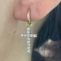 Diamond cross earrings in 14 carat gold-Earrings-The Antique Ring Shop