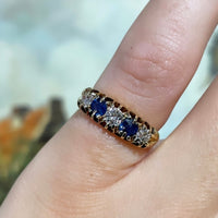 Sapphire and old cut diamond ring from 1896-Antique rings-The Antique Ring Shop