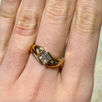 18 carat gold ring with princess cut diamonds-Vintage Rings-The Antique Ring Shop