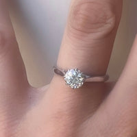 Vintage one carat old cut diamond ring in white gold.-engagement rings-The Antique Ring Shop