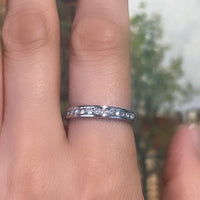 Platinum band with diamonds-engagement rings-The Antique Ring Shop