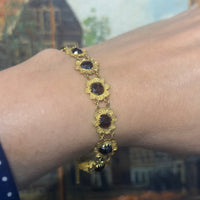 Garnet bracelet in 14 carat gold-Bracelets-The Antique Ring Shop