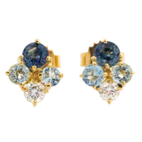 Aquamarine diamond and sapphire studs-Earrings-The Antique Ring Shop