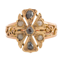 Antique pearl and rose diaomond ring