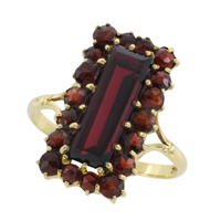 Rectangular garnet ring in 14 carat gold-Rings-The Antique Ring Shop