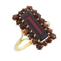 Rectangular garnet ring in 14 carat gold-Rings-The Antique Ring Shop