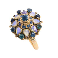 Vintage sapphire and moonstone turban ring-Vintage Rings-The Antique Ring Shop