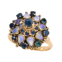 Vintage sapphire and moonstone turban ring-Vintage Rings-The Antique Ring Shop