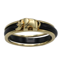 Onyx elephant ring in 14 carat gold-Rings-The Antique Ring Shop