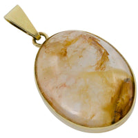 Cabochon quartz pendant in 14 carat gold-Pendants-The Antique Ring Shop