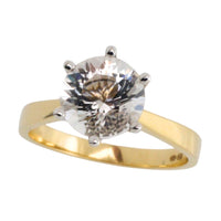 Gold solitaire ring with rock crystal stone-engagement rings-The Antique Ring Shop