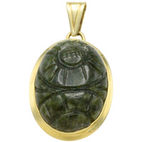 Neferite jade pendant in 14 carat gold-Pendants-The Antique Ring Shop