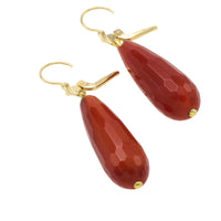 Carnelian pendant earrings in 14 carat gold-Earrings-The Antique Ring Shop