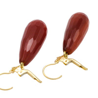 Carnelian pendant earrings in 14 carat gold-Earrings-The Antique Ring Shop