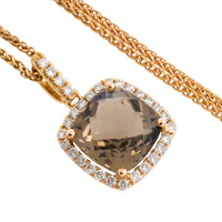 Smoked quartz and diamond pendant in 18 carat gold-Pendants-The Antique Ring Shop