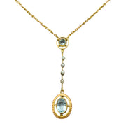Vintage aquamarine and pearl collier-Pendants-The Antique Ring Shop