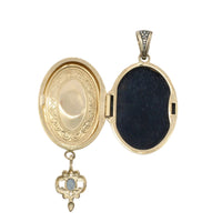 Vintage locket with sapphires-Pendants-The Antique Ring Shop