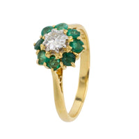 Emerald and diamond ring in platinum and gold-engagement rings-The Antique Ring Shop