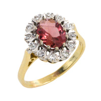 Vintage pink tourmaline and diamond ring-engagement rings-The Antique Ring Shop