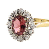 Vintage pink tourmaline and diamond ring-engagement rings-The Antique Ring Shop