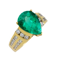 Colombian emerald and diamond ring in 18 carat gold-engagement rings-The Antique Ring Shop