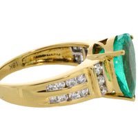 Colombian emerald and diamond ring in 18 carat gold-engagement rings-The Antique Ring Shop