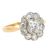 Edwrdian old cut diamond cluster ring in 18 carat gold