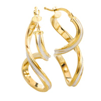 Spiral earrings in yellow and white gold