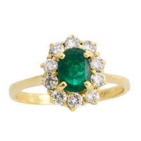 Vintage emerald and diamond ring in 18 carat gold
