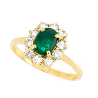 Vintage emerald and diamond ring in 18 carat gold