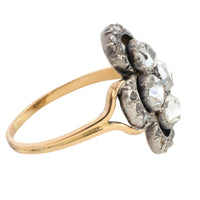 Rose diamond ring in silver and gold